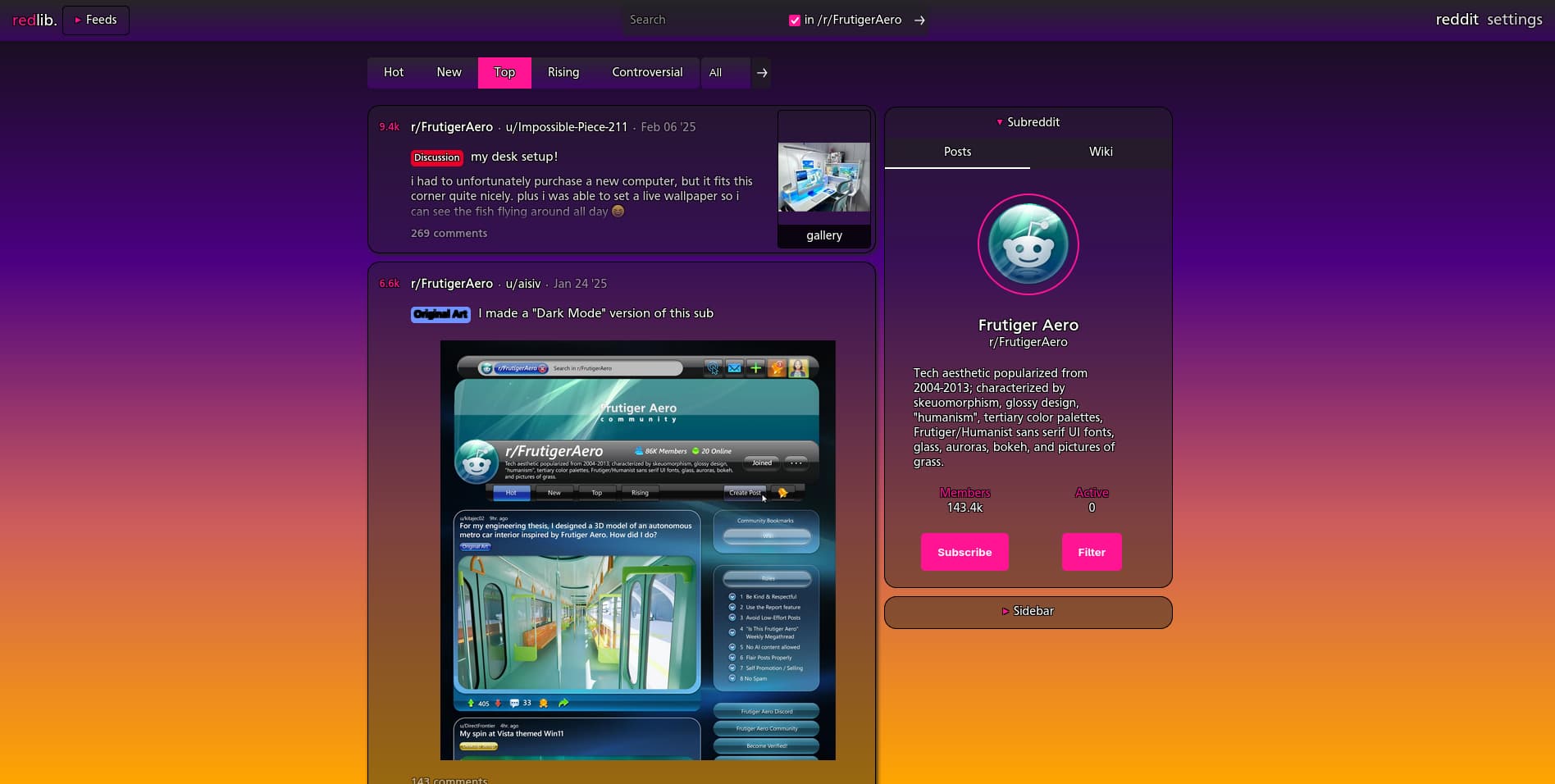 Image preview of Redlib Aero Night.