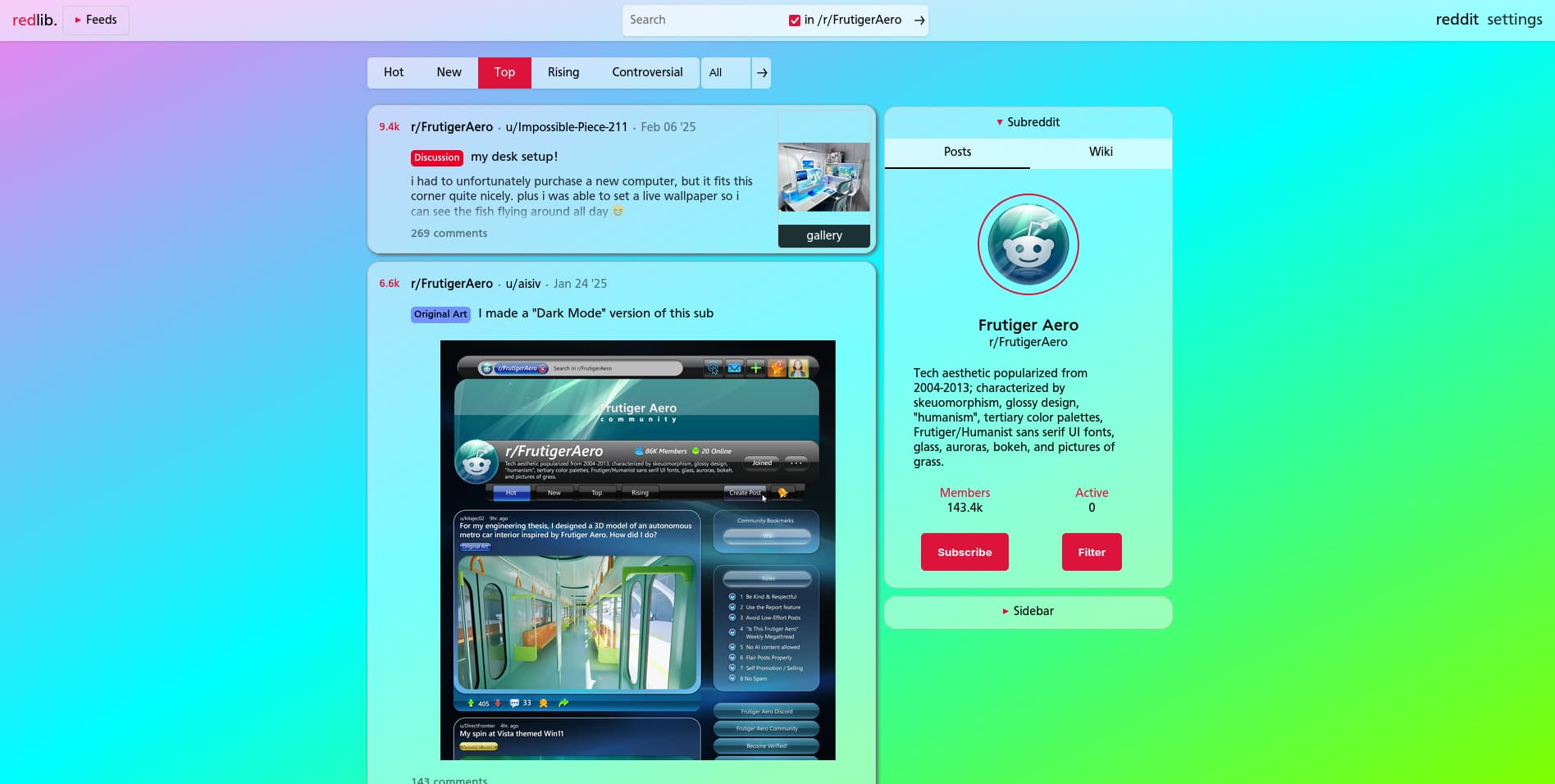 Image preview of Redlib Aero.